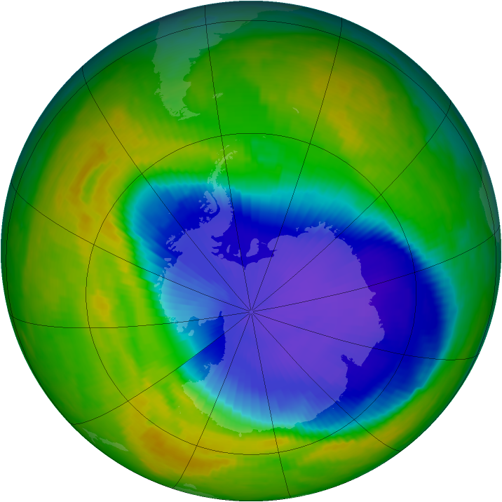 Antarctic ozone map for 30 October 1996